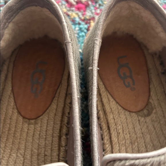UGG Sandrinne Calf Hair Scales Espadrille Gray Flat Slip On 1007150 Size 8 - Picture 6 of 10